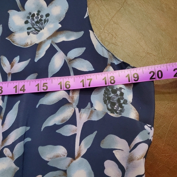 Vintage Norton McNaughton Navy Floral Sleeveless Dress Women's Size 12 - Picture 11 of 11